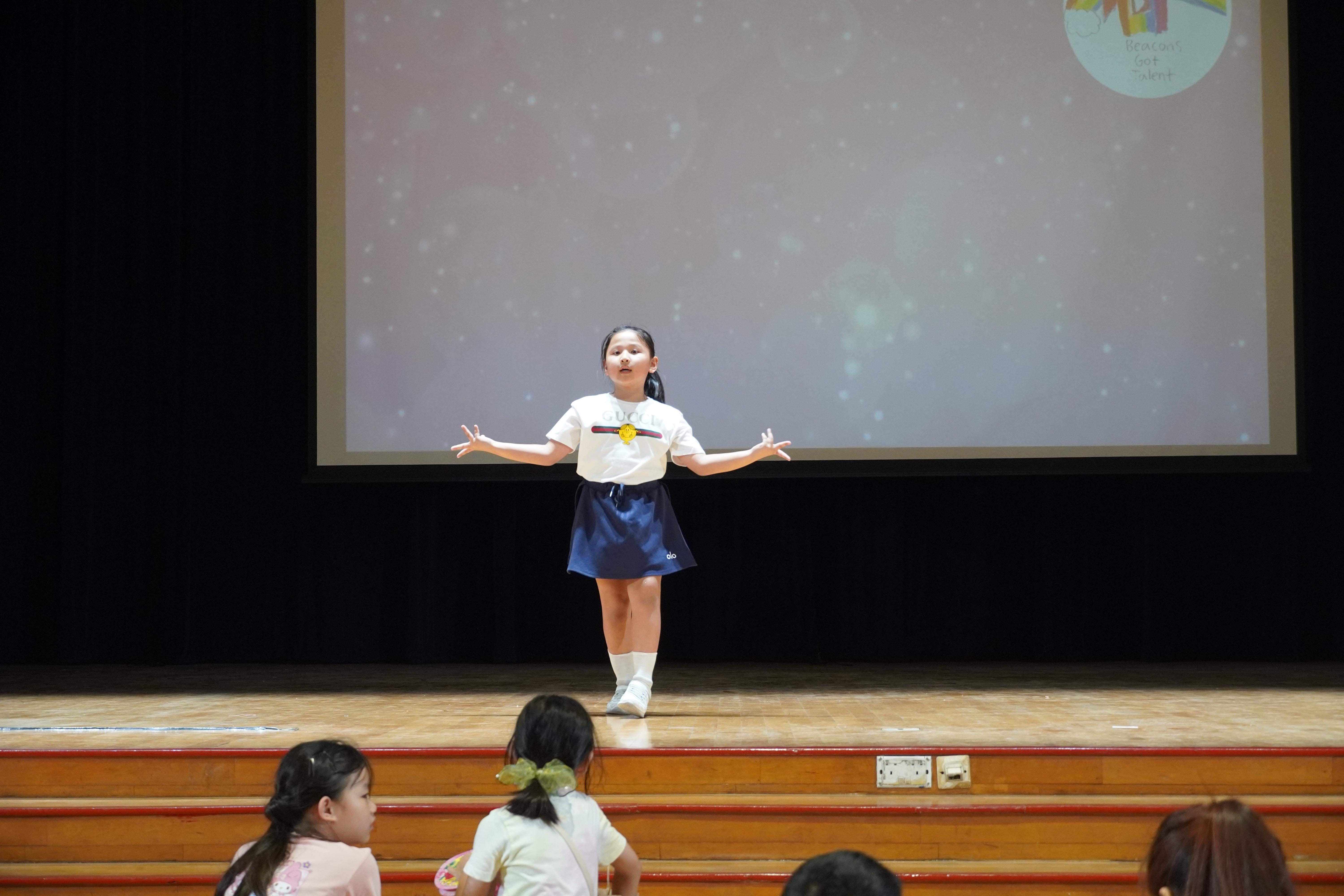 Express yourself! With expressive  gestures and stage presence, our student confidently danced in front of the audience.